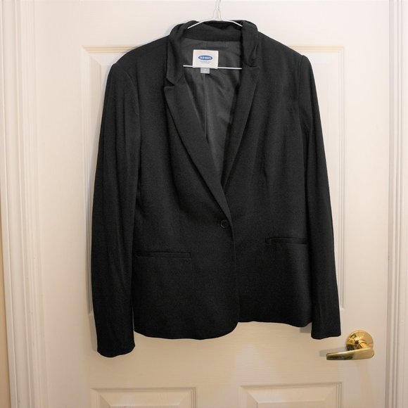 Old Navy Men's Notch Lapel 1 Button Single Breasted Blazer Jacket Black Medium - Picture 2 of 4